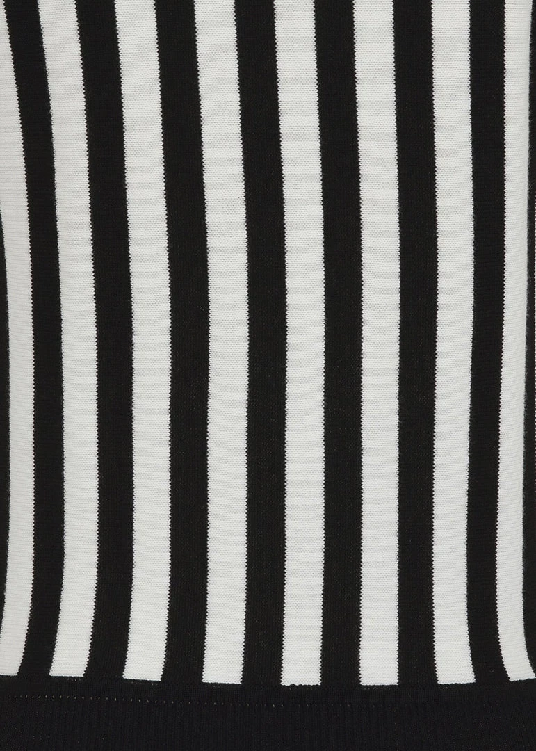 Collectif Joy Beetle Stripe Knitted 60's Top Black White