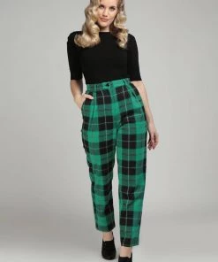 Collectif Rada Foliage Check 60's Trousers Multi