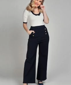 Collectif Taci Nautical 40's Jeans Navy Blue New In