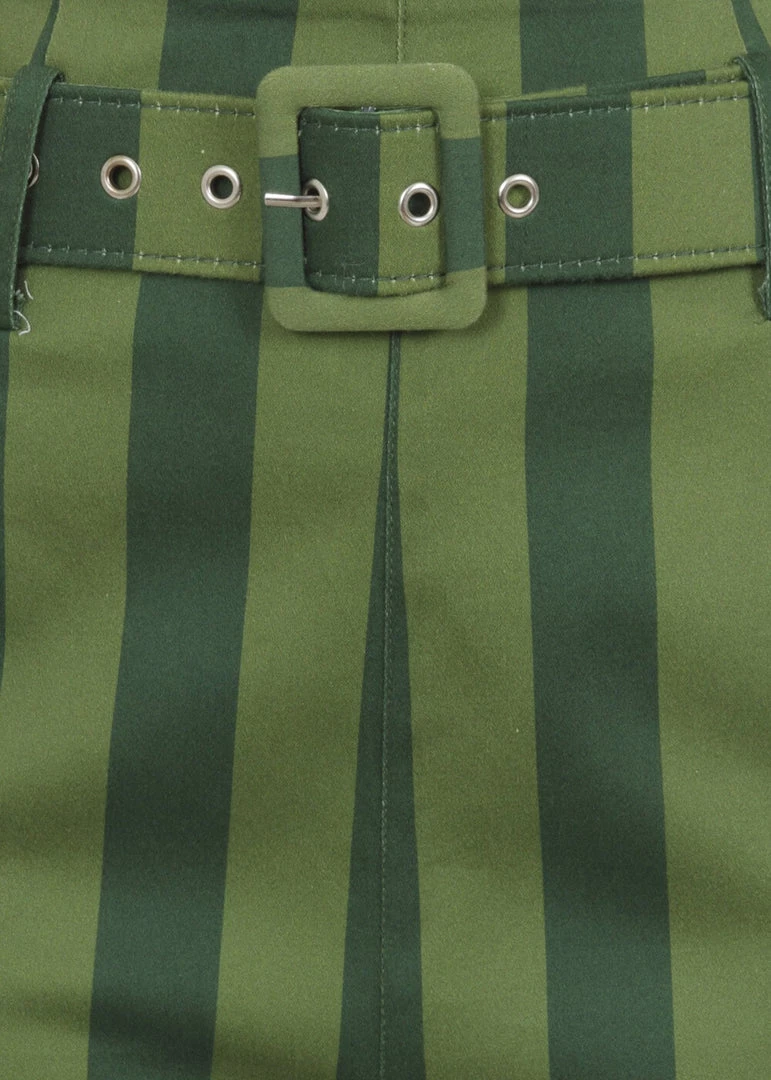 Collectif Thea Garden Stripes 60's Trousers Green New In