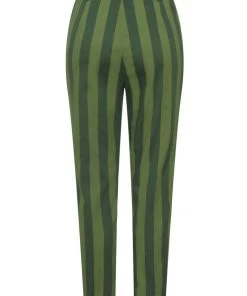 Collectif Thea Garden Stripes 60's Trousers Green New In