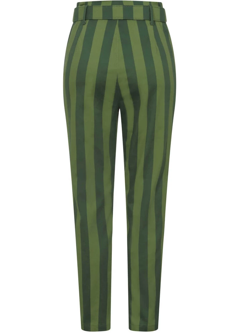 Collectif Thea Garden Stripes 60's Trousers Green New In