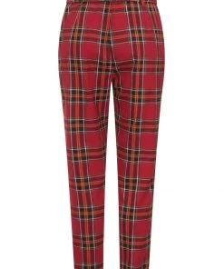 Collectif Thea Berry Check 60's Trousers Red New In