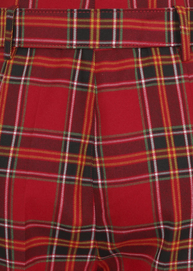Collectif Thea Berry Check 60's Trousers Red New In