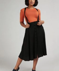 Collectif Morgan Midi 60's Swing Skirt Black