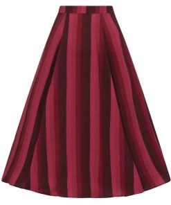 Collectif Reyna Midnight Stripe 60's Swing Skirt Wine