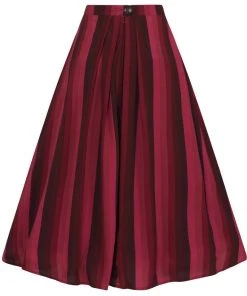 Collectif Reyna Midnight Stripe 60's Swing Skirt Wine