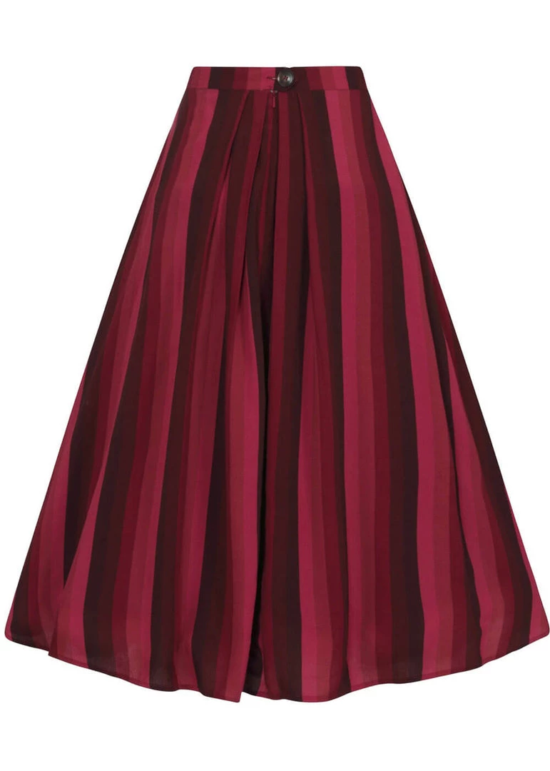 Collectif Reyna Midnight Stripe 60's Swing Skirt Wine