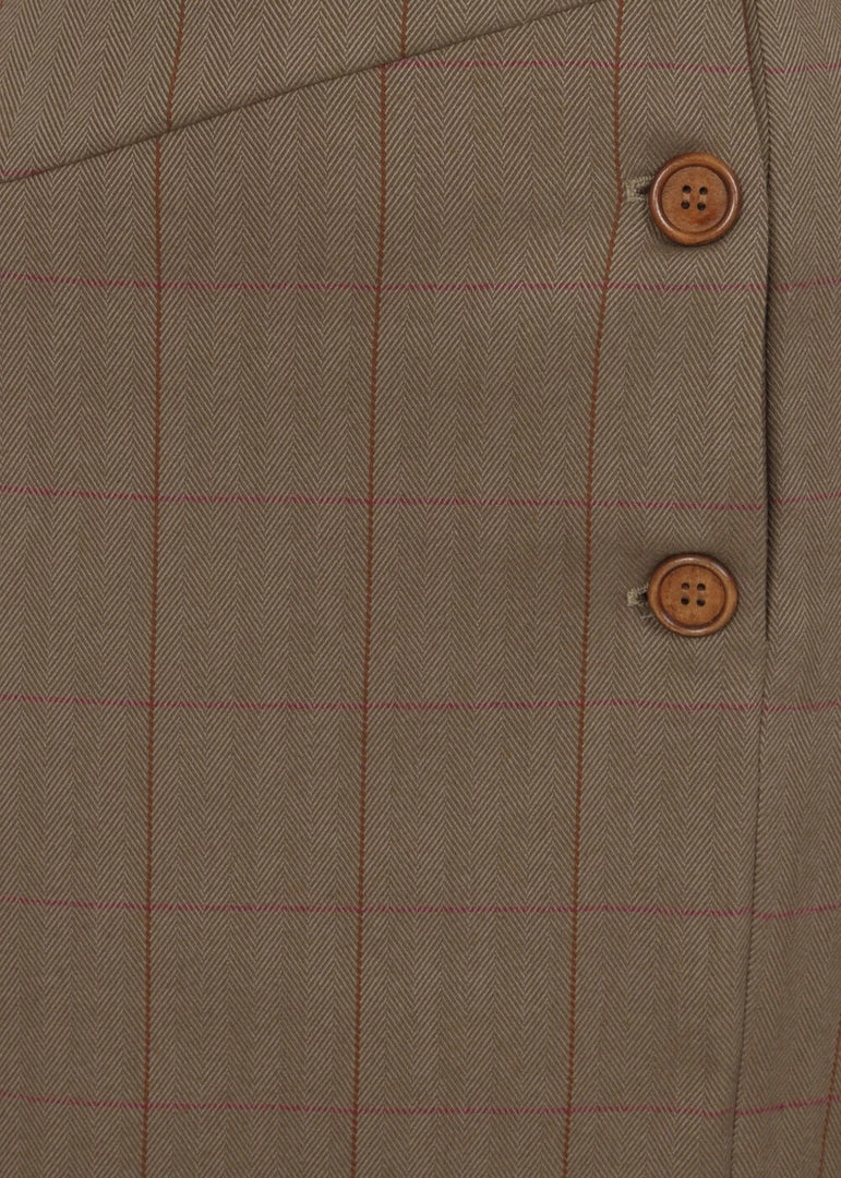 Collectif Sloan Herringbone 40's Pencil Skirt Brown New In