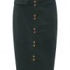 New In Collectif Hailey Corduroy 70's Pencil Skirt Green