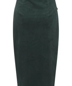 New In Collectif Hailey Corduroy 70's Pencil Skirt Green