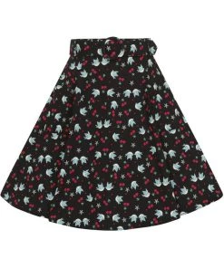 New In Collectif Trinette Swallows & Cherries 50's Swing Skirt Multi