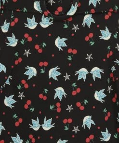 New In Collectif Trinette Swallows & Cherries 50's Swing Skirt Multi