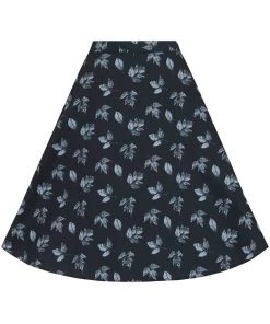 Collectif Mattie Fall Leaves 50's Swing Skirt Blue