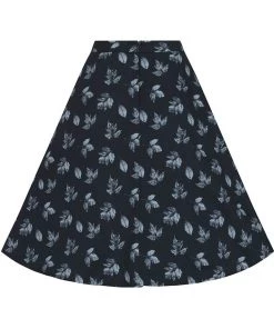 Collectif Mattie Fall Leaves 50's Swing Skirt Blue