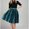 Collectif Jasmine Twilight Stripe 50's Swing Skirt New In