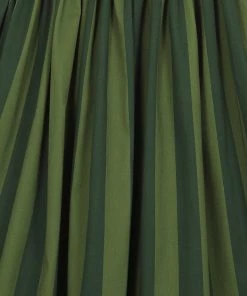 Collectif Jasmine Garden Stripes 50's Swing Skirt Green