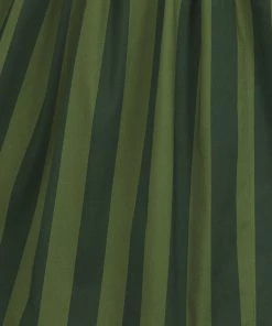 Collectif Jasmine Garden Stripes 50's Swing Skirt Green