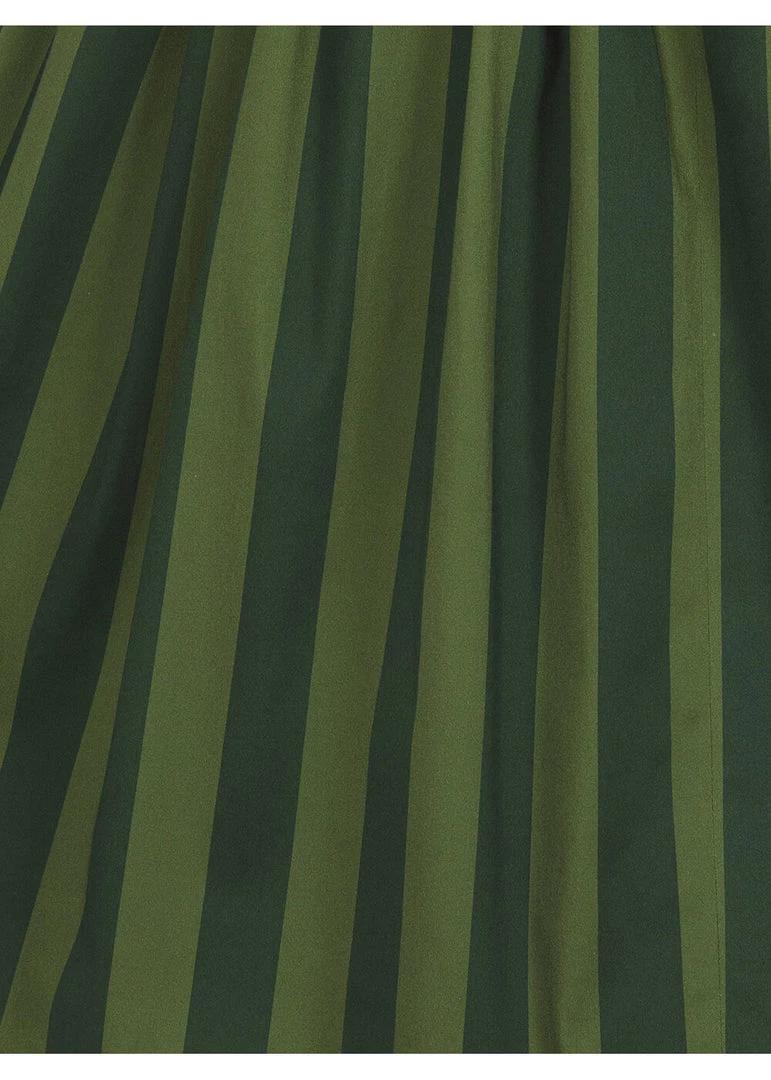 Collectif Jasmine Garden Stripes 50's Swing Skirt Green