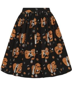 New In Collectif Jasmine Hocus Pocus 50's Swing Skirt Black