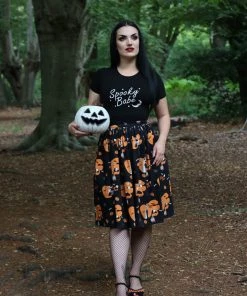 New In Collectif Jasmine Hocus Pocus 50's Swing Skirt Black