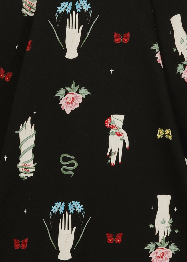 New In Collectif Matilde Carpe Diem 50's Swing Skirt Black