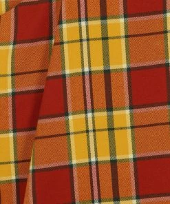 New In Collectif Alexa Autumn Leaves Check 50's Swing Skirt Orange