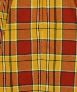 New In Collectif Alexa Autumn Leaves Check 50's Swing Skirt Orange