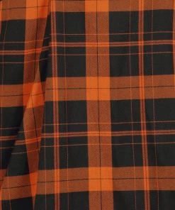 Collectif Alexa Pumpkin Check 40's Swing Skirt Black Orange