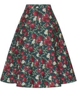 New In Collectif Silvia Pomegranata 50's Swing Skirt Teal