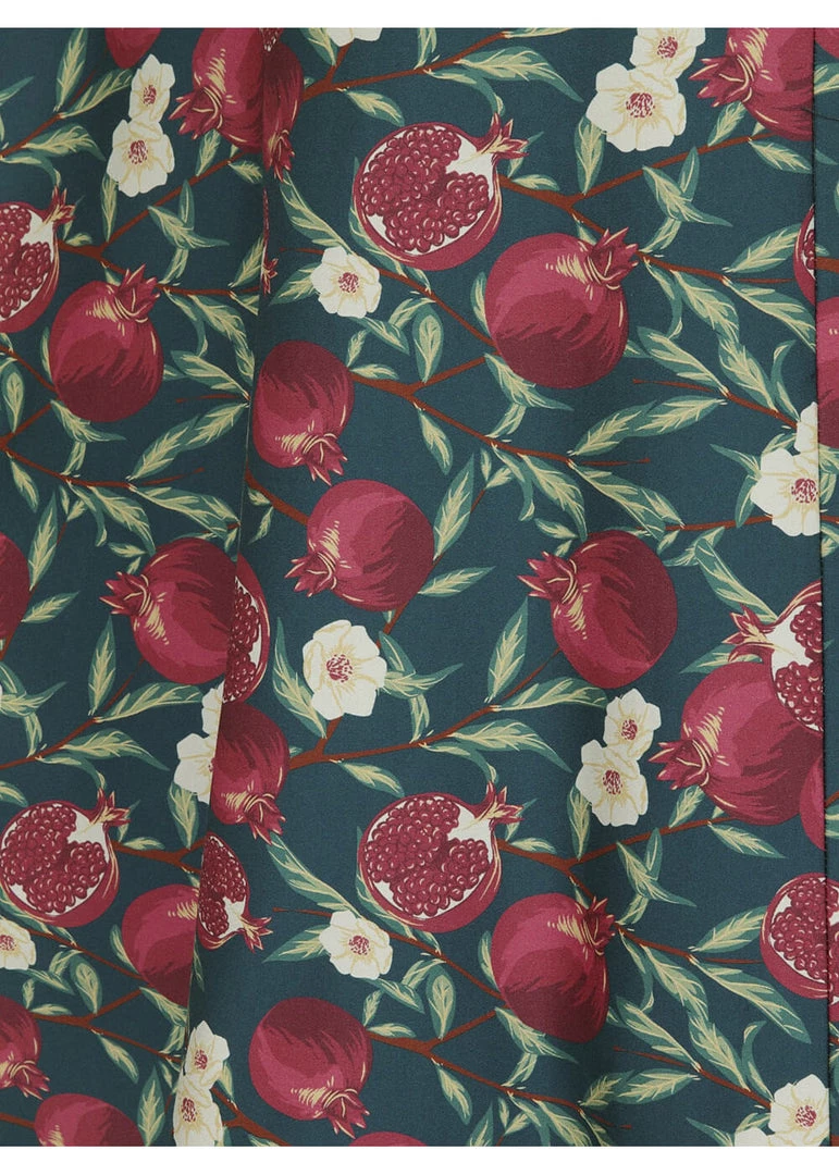 New In Collectif Silvia Pomegranata 50's Swing Skirt Teal