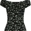 Collectif Dolores Berry Floral 50's Top Black New In