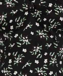 Collectif Dolores Berry Floral 50's Top Black New In