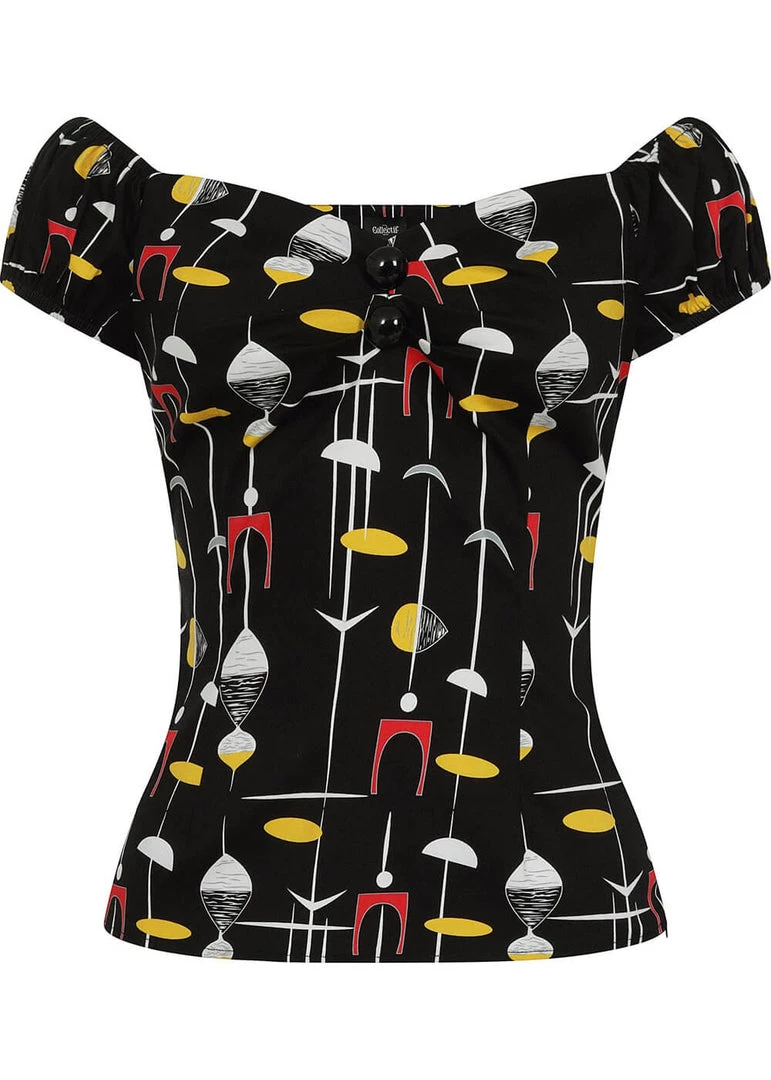 New In Collectif Dolores Atomic 50's Top Black