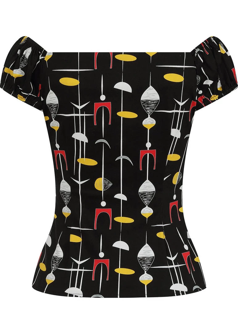 New In Collectif Dolores Atomic 50's Top Black