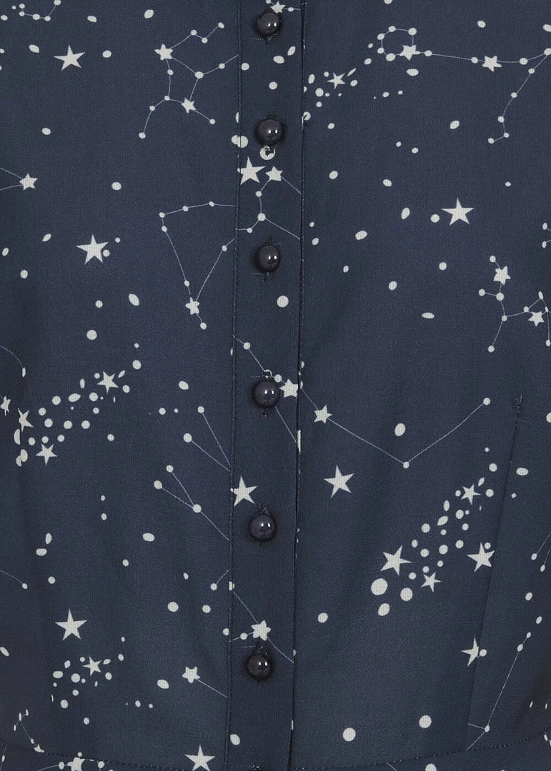 Collectif Mary Grace Zodiac Constellation 40's Blouse Blue New In
