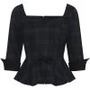 Collectif Quinn Blackwatch 50's Check Peplum Top Multi