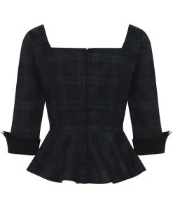 Collectif Quinn Blackwatch 50's Check Peplum Top Multi