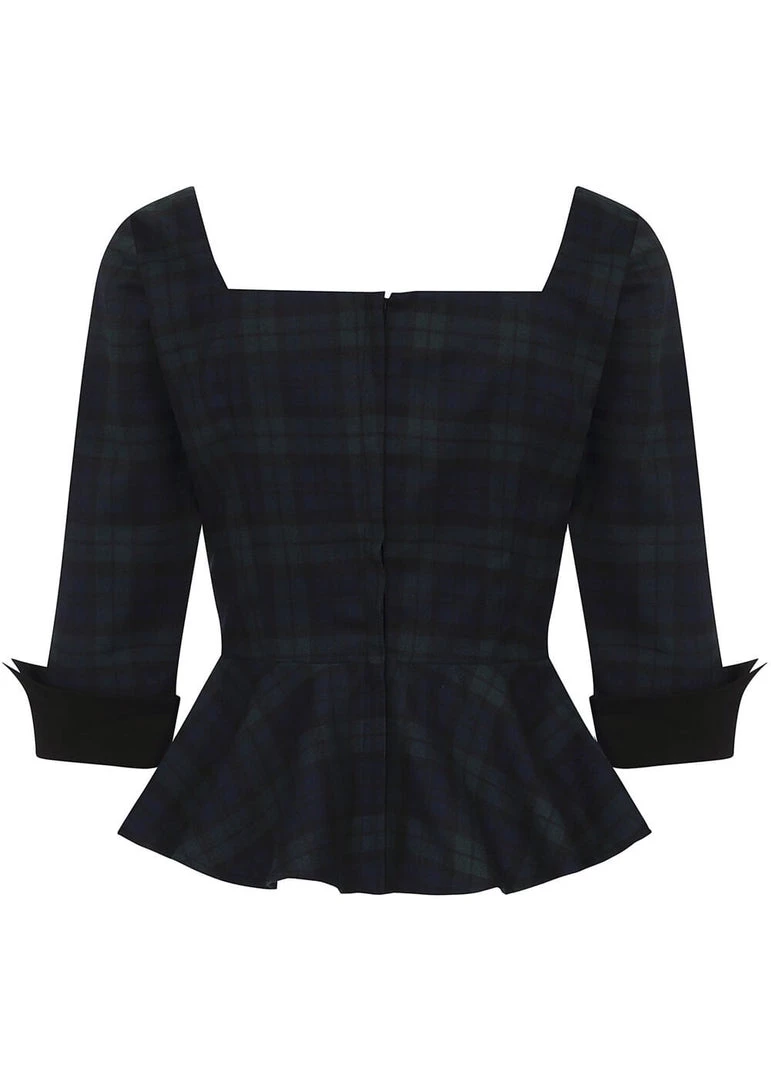 Collectif Quinn Blackwatch 50's Check Peplum Top Multi