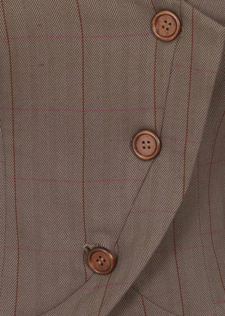 New In Collectif Lea Herringbone 40's Riding Jacket Brown