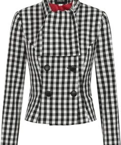 New In Collectif Lorrina Gingham 60's Jacket Black White