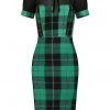 New In Collectif Mac Foliage Check 40's Pencil Dress Multi