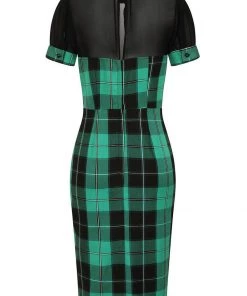 New In Collectif Mac Foliage Check 40's Pencil Dress Multi