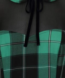 New In Collectif Mac Foliage Check 40's Pencil Dress Multi