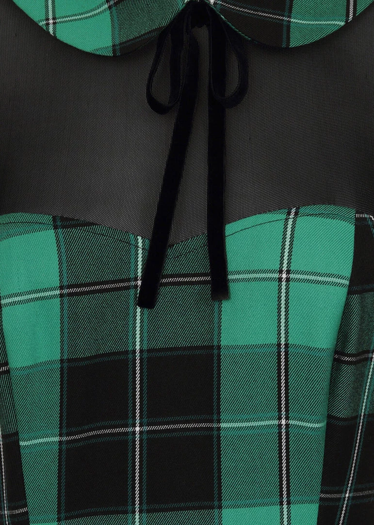 New In Collectif Mac Foliage Check 40's Pencil Dress Multi