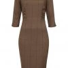 Collectif Cheyenne Herringbone 40's Pencil Dress Brown