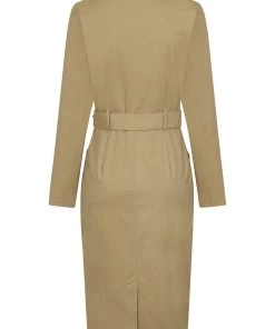 Collectif Brunel Safari 70's Pencil Dress Beige