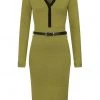 Collectif Lorelei Knitted 60's Pencil Dress Green New In
