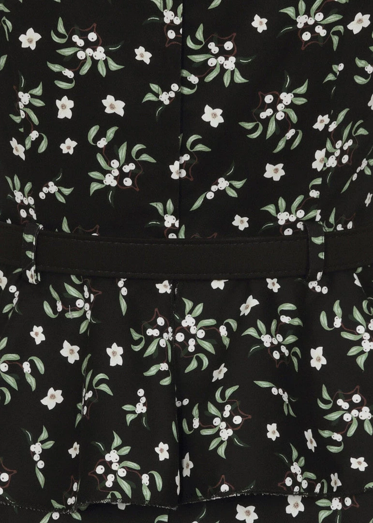 New In Collectif Mae Berry Floral 50's Pencil Dress Black