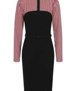 New In Collectif Zelda Striped 60's Pencil Black White Red